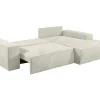 Vente-unique Aanbiedingen: Zitbank & Fauteuil-Hoekslaapbank Amelia Van Pascal Morabito - Ribfluweel - Beige - Hoek Rechts