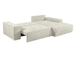 Vente-unique Aanbiedingen: Zitbank & Fauteuil-Hoekslaapbank Amelia Van Pascal Morabito - Ribfluweel - Beige - Hoek Rechts