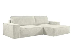 Vente-unique Aanbiedingen: Zitbank & Fauteuil-Hoekslaapbank Amelia Van Pascal Morabito - Ribfluweel - Beige - Hoek Rechts