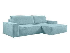Vente-unique Aanbiedingen: Zitbank & Fauteuil-Hoekslaapbank Amelia Van Pascal Morabito - Ribfluweel - Turkoois - Hoek Rechts