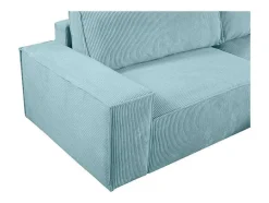 Vente-unique Aanbiedingen: Zitbank & Fauteuil-Hoekslaapbank Amelia Van Pascal Morabito - Ribfluweel - Turkoois - Hoek Rechts