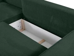 Vente-unique Aanbiedingen: Zitbank & Fauteuil-Hoekslaapbank Amelia Van Pascal Morabito - Ribfluweel - Spargroen - Hoek Links