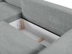 Vente-unique Aanbiedingen: Zitbank & Fauteuil-Hoekslaapbank Amelia Van Pascal Morabito - Ribfluweel - Lichtgrijs - Hoek Links