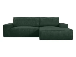 Vente-unique Aanbiedingen: Zitbank & Fauteuil-Hoekslaapbank Amelia Van Pascal Morabito - Ribfluweel - Spargroen - Hoek Rechts