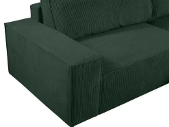 Vente-unique Aanbiedingen: Zitbank & Fauteuil-Hoekslaapbank Amelia Van Pascal Morabito - Ribfluweel - Spargroen - Hoek Rechts