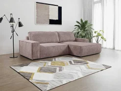 Vente-unique Aanbiedingen: Zitbank & Fauteuil-Hoekslaapbank Amelia Van Pascal Morabito - Ribfluweel - Lichtpaars - Hoek Rechts