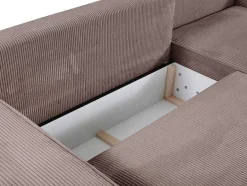 Vente-unique Aanbiedingen: Zitbank & Fauteuil-Hoekslaapbank Amelia Van Pascal Morabito - Ribfluweel - Lichtpaars - Hoek Rechts