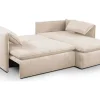 Vente-unique Vierzitsbank-Hoekslaapbank Teodora Van Pascal Morabito - Ribfluweel - Beige - Hoek Rechts