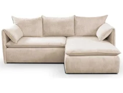 Vente-unique Vierzitsbank-Hoekslaapbank Teodora Van Pascal Morabito - Ribfluweel - Beige - Hoek Rechts