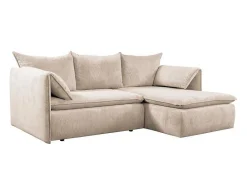 Vente-unique Vierzitsbank-Hoekslaapbank Teodora Van Pascal Morabito - Ribfluweel - Beige - Hoek Rechts