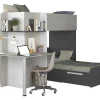Vente-unique Kinderbed Stapelbed-Hoekstapelbed 2 X 90 X 190 Cm - Met Bureau - Grijs, Wit En Zwart - Samuel