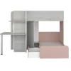 Vente-unique Kinderbed Stapelbed-Hoekstapelbed 2 X 90 X 190 Cm - Met Bureau - Grijs, Wit En Roze + Matras - Samuel