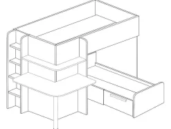 Vente-unique Kinderbed Stapelbed-Hoekstapelbed 2 X 90 X 190 Cm - Met Bureau - Grijs, Wit En Roze + Matras - Samuel