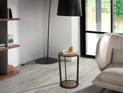 Angel Cerda Bijzettafel-Hoektafel In Walnoothout En Zwart Staal 2116