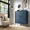 Vente-unique Buffetkast-Hoge Buffetkast Bogdan - 4 Deuren - Blauw
