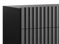 Vente-unique Buffetkast-Hoge Buffetkast Met 2 Deuren En 2 Lades Van Mdf En Staal - Zwart En Goudkleurig - Evilana
