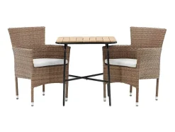 Vente-unique Loungeset-Holmbeck Tuinmeubelset Tafel, 2 Stoelen Naturel.