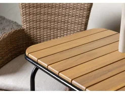 Vente-unique Loungeset-Holmbeck Tuinmeubelset Tafel, 2 Stoelen Naturel.