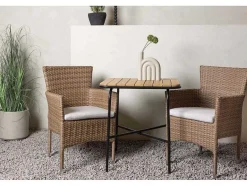 Vente-unique Loungeset-Holmbeck Tuinmeubelset Tafel, 2 Stoelen Naturel.