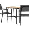 Vente-unique Loungeset-Holmbeck Tuinmeubelset Tafel, 2 Stoelen Naturel,Zwart.