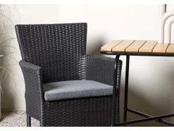 Vente-unique Loungeset-Holmbeck Tuinmeubelset Tafel, 2 Stoelen Naturel,Zwart.