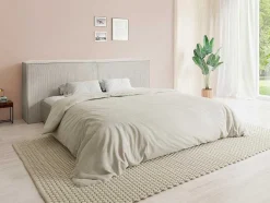 PASCAL MORABITO Hoofdeinde En Brugkast-Hoofdbord 220 Cm - Ribfluweel - Beige - Timano Van - Van