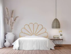 Vente-unique Hoofdeinde En Brugkast-Hoofdbord 140 Cm - Rotan - Naturel - Flosia