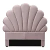 Vente-unique Kindermeubel-Hoofdbord In Schelpvorm - 120 Cm - Fluweel - Roze - Moana
