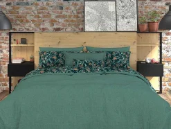 Vente-unique Hoofdeinde En Brugkast-Hoofdeinde Met Nachtkastjes Mista - 160 Cm - Eiken En Zwart