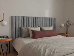 Vente-unique Hoofdeinde En Brugkast-Hoofdeinde Met Verticale Naden - 200 Cm - Stof - Grijs - Sarah