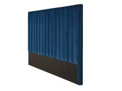 Vente-unique Hoofdeinde En Brugkast-Hoofdeinde Sarah Met Verticale Naden - 140 Cm - Fluweel - Donkerblauw