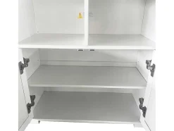 ModernLuxe Buffetkast-Hoog Dressoir - 2 Vakken En 2 Vlindervormige Deuren - Wit & Naturel