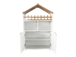 ModernLuxe Buffetkast-Hoog Dressoir - 2 Vakken En 2 Vlindervormige Deuren - Wit & Naturel