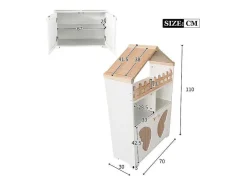 ModernLuxe Buffetkast-Hoog Dressoir - 2 Vakken En 2 Vlindervormige Deuren - Wit & Naturel