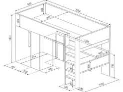 Vente-unique Kinderbed Hoogslaper-Hoogslaper - 90 X 200 Cm - Met Kast En Bureau - Roze En Wit - Nicolas