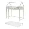 Vente-unique Kinderbed Hoogslaper-Hoogslaper 90 X 190 Cm - Grenen - Wit + Matras - Tarzia