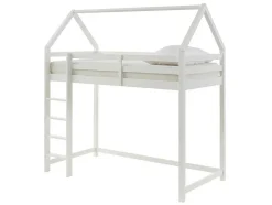Vente-unique Kinderbed-Hoogslaper 90 X 190 Cm - Massief Grenen - Wit - Tarzia