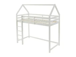 Vente-unique Kinderbed-Hoogslaper 90 X 190 Cm - Massief Grenen - Wit - Tarzia