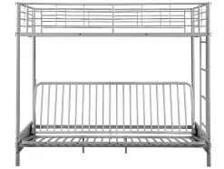 Vente-unique Kinderbed Hoogslaper-Hoogslaper 90 X 190 Cm - Met Uitklapbare Bank - Metaal - Zilver + Zwart Futon - Modulo V