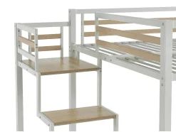 Vente-unique Aanbiedingen: Slaapkamer & Kantoor-Hoogslaper 140 X 200 Cm - Metaal En Mdf - Wit - Jogui