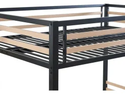Vente-unique Aanbiedingen: Slaapkamer & Kantoor-Hoogslaper 140 X 200 Cm - Metaal En Mdf - Zwart En Naturel - Jogui