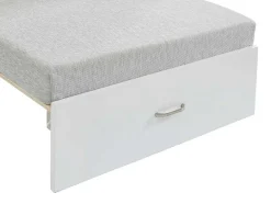 Vente-unique Kinderbed-Hoogslaper 90 X 200 Cm Met Bureau, Slaapbank En Opbergruimte - Massief Grenen - Gebleekt + Matras - Goliath Iii