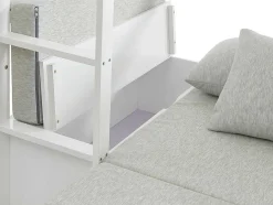 Vente-unique Kinderbed-Hoogslaper 90 X 200 Cm Met Bureau, Slaapbank En Opbergruimte - Massief Grenen - Gebleekt + Matras - Goliath Iii