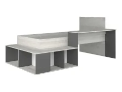 Vente-unique Kinderbed-Hoogslaper 90 X 200 Cm Met Opbergruimte En Bureau - Kleur: Naturel En Antraciet - Rigali