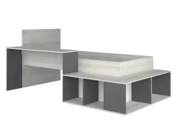 Vente-unique Kinderbed-Hoogslaper 90 X 200 Cm Met Opbergruimte En Bureau - Kleur: Naturel En Antraciet - Rigali