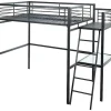Vente-unique Kinderbed Hoogslaper-Hoogslaper Casual - Met Bureau - Kleur: Antraciet - Inclusief Matras 140 X 190 Cm