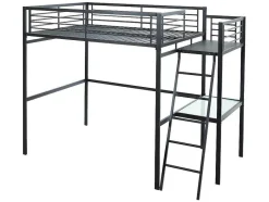 Vente-unique Kinderbed Hoogslaper-Hoogslaper Casual - Met Bureau - Kleur: Antraciet - Inclusief Matras 140 X 190 Cm