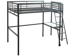 Vente-unique Kinderbed Hoogslaper-Hoogslaper Casual - Met Bureau - Kleur: Antraciet - Inclusief Matras 140 X 190 Cm