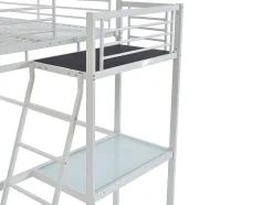 Vente-unique Kinderbed Hoogslaper-Hoogslaper Casual Ii - 140 X 190 Cm - Met Bureau - Wit