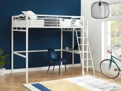 Vente-unique Kinderbed Hoogslaper-Hoogslaper Casual Ii - 140 X 190 Cm - Met Bureau - Wit